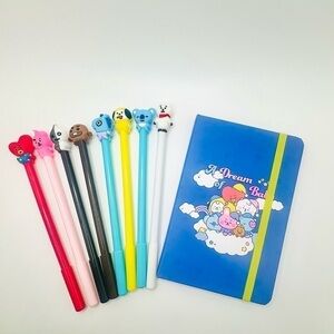 BT21 BTS on Cloud Lined Notebook & BTS Pen set Stationary Bundle
